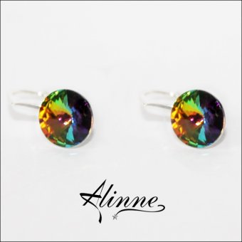 Cercei mici din argint cu cristale Swarovski,multicolori