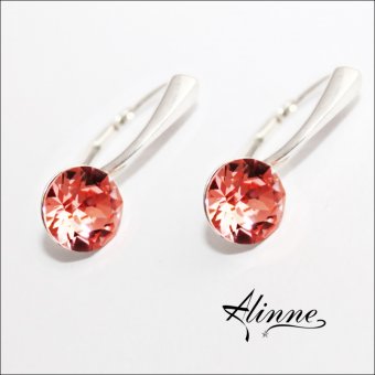 Cercelusi Swarovski cu argint, stralucitori, roz prafuit deschis 