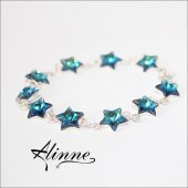 Bratara argint cu cristale Swarovski stelute in nuante de albastru, bleu turcoaz