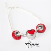 Bratara din argint cu componente cristale Swarovski, tip Pandora, rosie