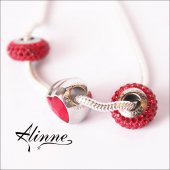 Bratara din argint cu componente cristale Swarovski, tip Pandora, rosie