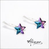cercei Swarovski argint cu stelute roz, bleu, lila, inchizatoare de siguranta