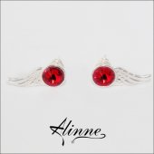  Cercei argint cu surub, aripi de inger cu cristale Swarovski rosii