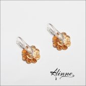Cercei din argint cu cristale Swarovski , floricele in sclipiri de auriu