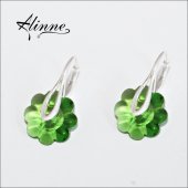Cercei din argint cu cristale Swarovski , floricele in sclipiri de verde deschis