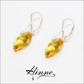 Cercei din argint cu cristale Swarovski, medii, inimioare galbene, 14mm