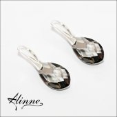 Cercei din argint cu cristale Swarovski, negru argintiu, picaturi, cromate