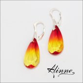 Cercei din argint cu cristale Swarovski, picaturi stralucitoare galben orange