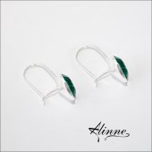 Cercei din argint cu cristale Swarovski, verde smarald, 10mm