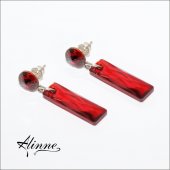 Cercei lungi din argint cu cristale Swarovski rosu aramiu, cu surub