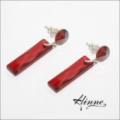 Cercei lungi din argint cu cristale Swarovski rosu aramiu, cu surub