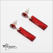 Cercei lungi din argint cu cristale Swarovski rosu aramiu, cu surub