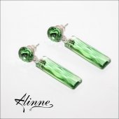Cercei lungi din argint cu cristale Swarovski verde deschis, cu surub
