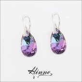 Cercei mari din argint cu cristale Swarovski, picaturi stralucitoare, roz, bleu, lila