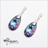 Cercei mari din argint cu cristale Swarovski, picaturi stralucitoare, roz, bleu, lila