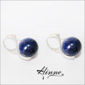 Cercei mari din argint cu pietre semipretioase de lapis lazuli, sfere de 14mm