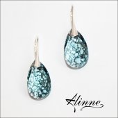 Cercei mari din argint cu cristale Swarovski, picaturi in nuante de bleu cu patina