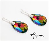 Cercei mari din argint cu cristale Swarovski, picaturi in toate culorile curcubeului