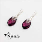 Cercei mari din argint cu cristale Swarovski picaturi violet, cromate