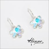 Cercei mari din argint cu fulgi de zapada cristale Swarovski, isi schimba culoarea in functie de fundal,cristal bleu, galben, orange