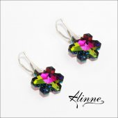 Cercei mari din argint cu fulgi de zapada cristale Swarovski stralucitoare, multicolore