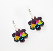 Cercei mari din argint cu fulgi de zapada cristale Swarovski stralucitoare, multicolore