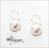 Cercei medii din argint cu perle Preciosa alb stralucitor 12mm