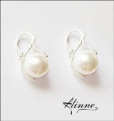 Cercei medii din argint cu perle Preciosa alb stralucitor 12mm