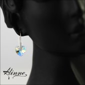Cercei mici din argint cu cristale Swarovski, inimioare stralucitoare, sclipiri de diamant, 10mm