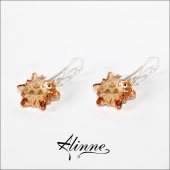 Cercei mari din argint cu cristale Swarovski flori de colt in sclipiri de auriu