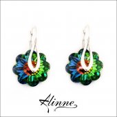 Cercei Swarovski cu argint, floricele in toate culorile curcubeului