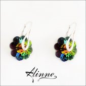 Cercei Swarovski cu argint, floricele in toate culorile curcubeului