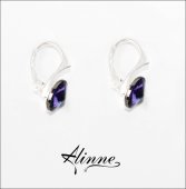 Cercelusi mici argint cu cristale Swarovski, violet, albastru, stralucitori
