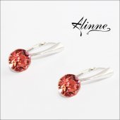 Cercelusi Swarovski cu argint, stralucitori, roz prafuit deschis 