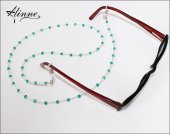 Lantisor pentru ochelari, cu cristale fatetate verde smarald, margelute Toho, lucrat manual
