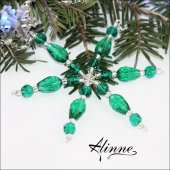 Ornament Craciun fulg de nea, stea, verde smarald, model 7